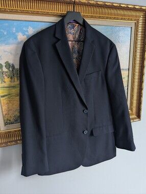 TALLIA Navy Blazer with Paisley Lining Large